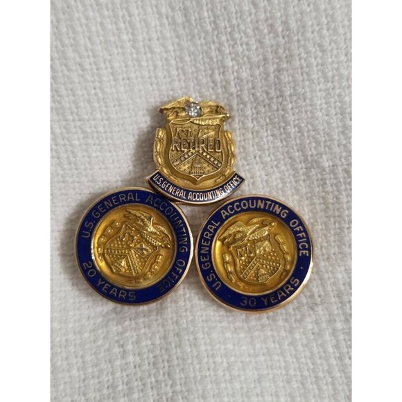 Genera accounting Office work pins Other - GAO General Accounting Office 10K Gold Career Pin Set 20/30/Retired Diamond 5g